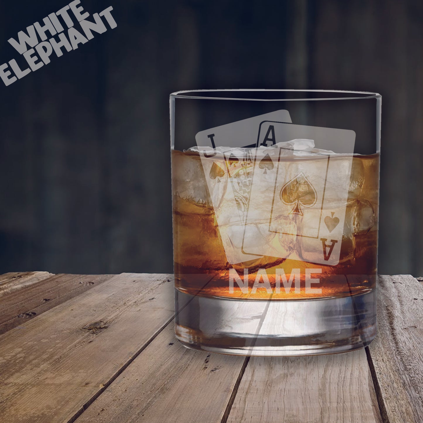 Personalised Blackjack Playing Cards Laser Etched Whiskey / High-Ball / Pint / Tankard Glass