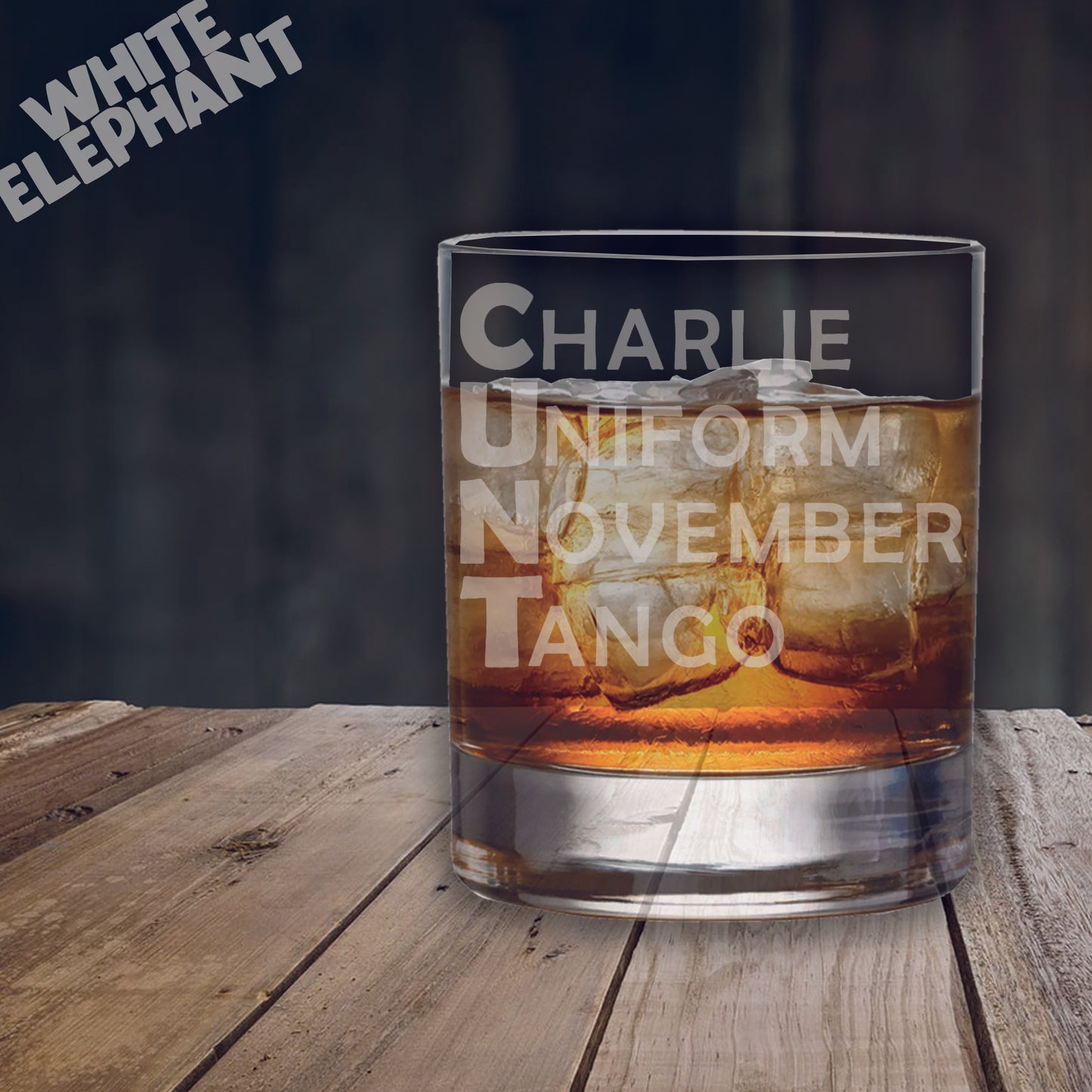 Charlie Uniform November Tango Laser Etched Whiskey / High-Ball / Pint / Tankard Glass