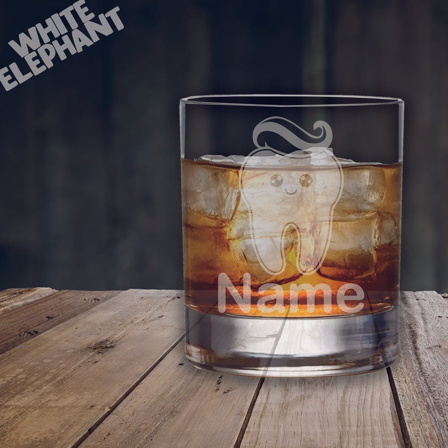 Personalised Dentist Tooth Laser Etched Whiskey / High-Ball / Pint / Tankard Glass