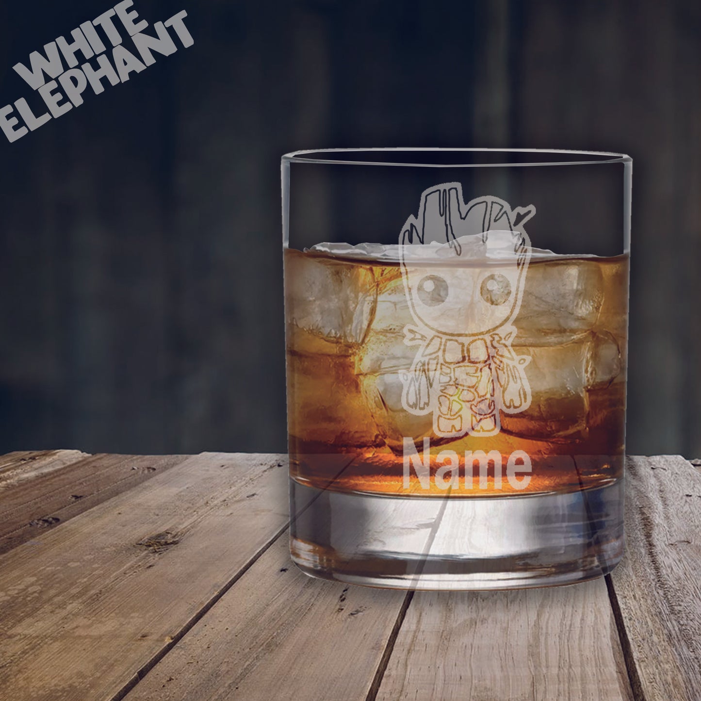 Personalised Groot Inspired Laser Etched Whiskey / High-Ball / Pint / Tankard Glass