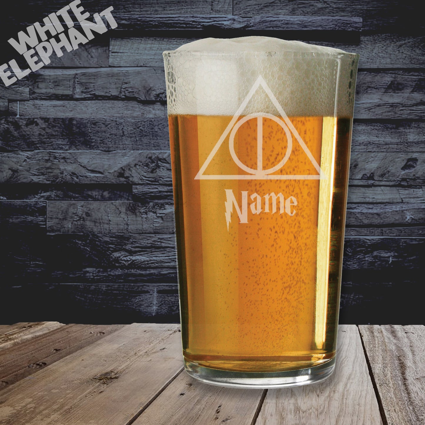 Personalised Harry Potter Deathly Hallows Inspired Laser Etched Whiskey / High-Ball / Pint / Tankard Glass