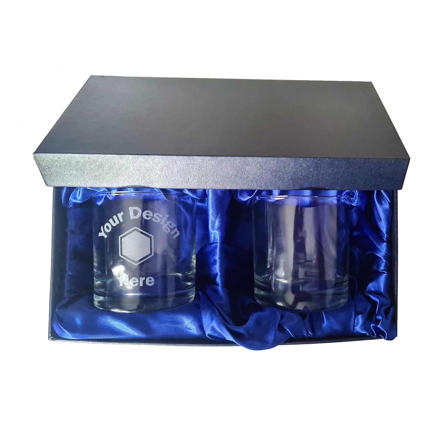 Whiskey / High-Ball / Tankard Blue Silk Gift Presentation Box
