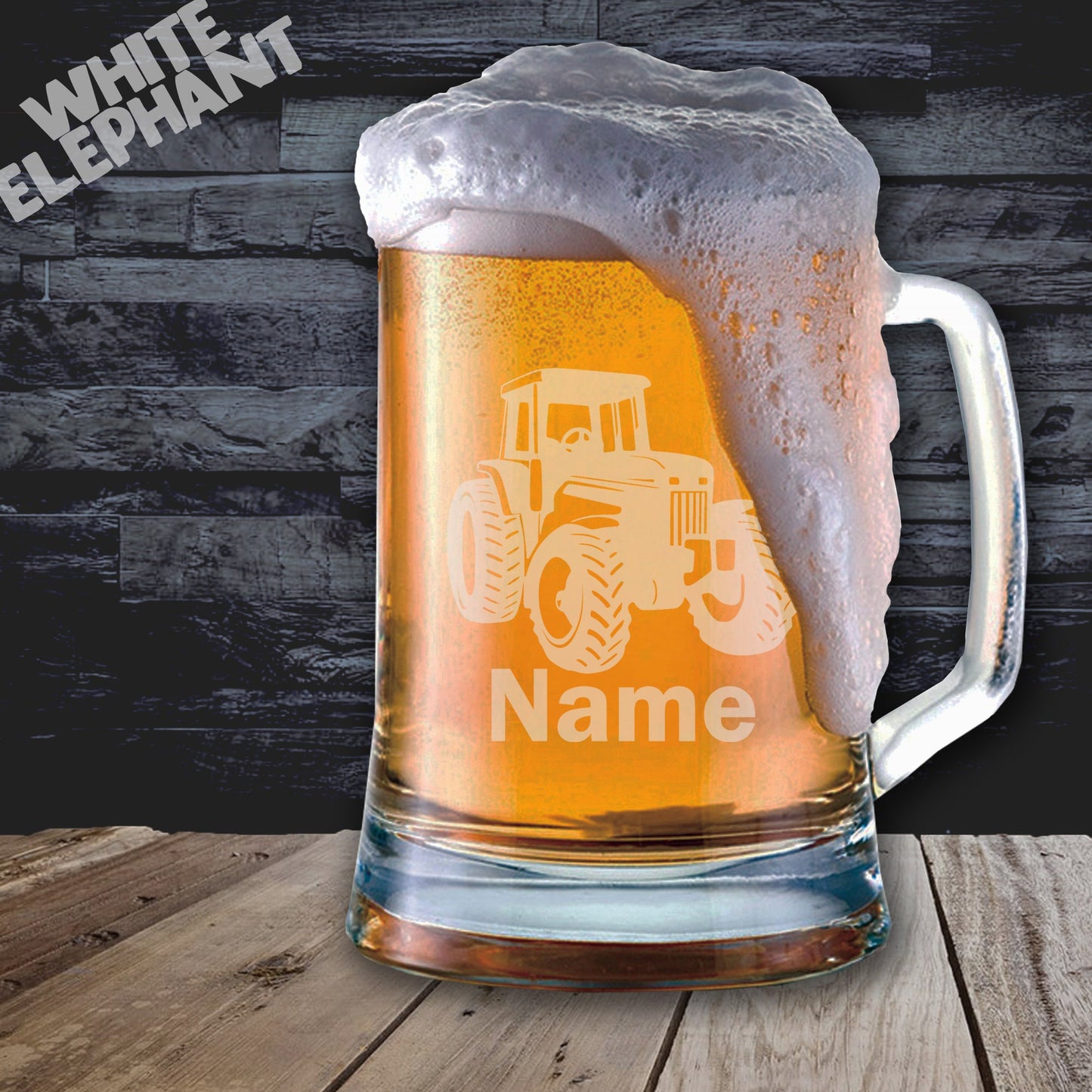 Personalised Tractor Farming Laser Etched Whiskey / High-Ball / Pint / Tankard Glass