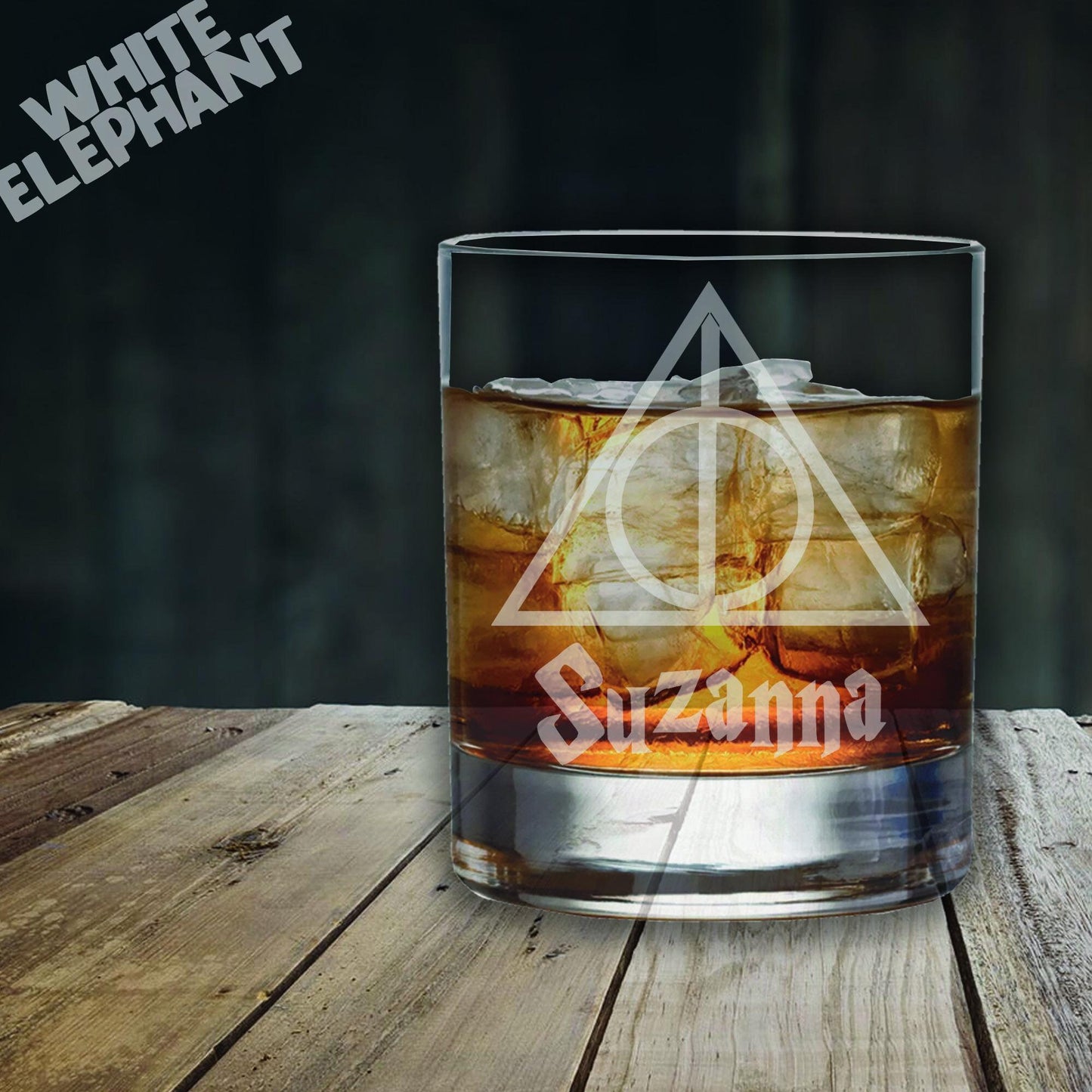 Personalised Harry Potter Deathly Hallows Inspired Laser Etched Whiskey / High-Ball / Pint / Tankard Glass