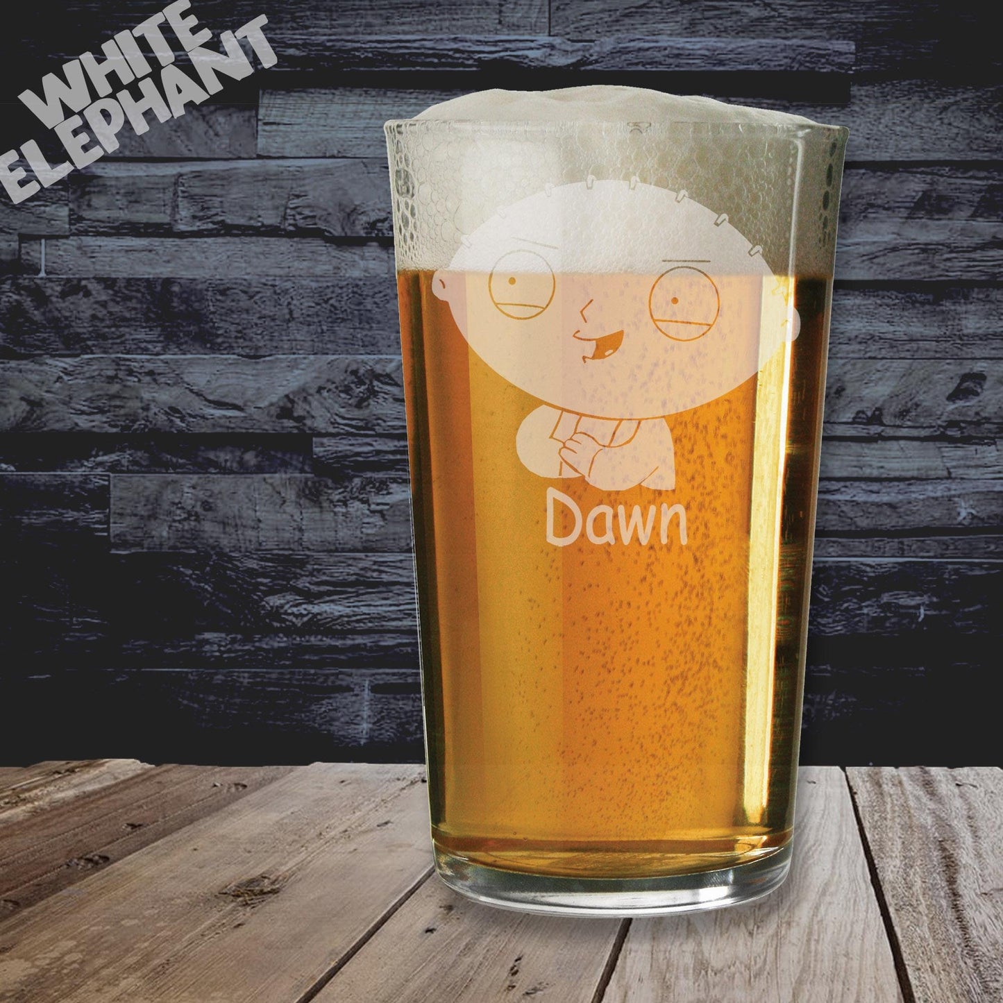 Personalised Family Guy Stewie Griffin Inspired Laser Etched Whiskey / High-Ball / Pint / Tankard Glass