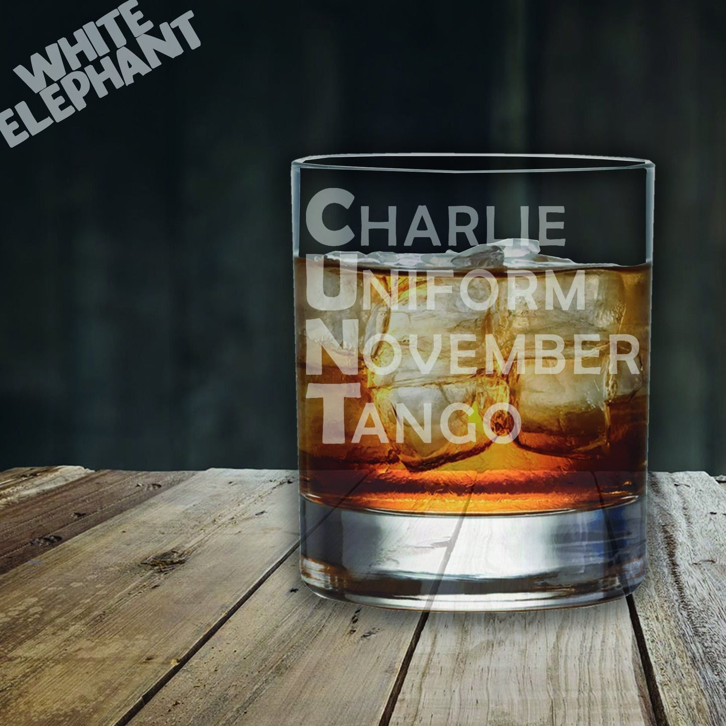 Charlie Uniform November Tango Whiskey Glass Gift