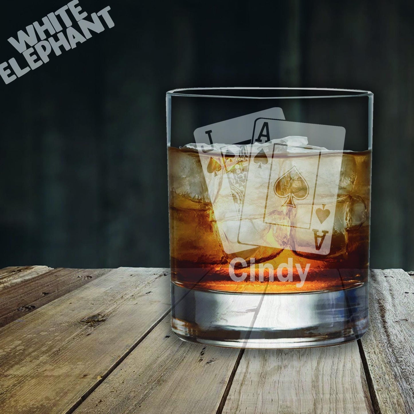 Personalised Blackjack Playing Cards Laser Etched Whiskey / High-Ball / Pint / Tankard Glass