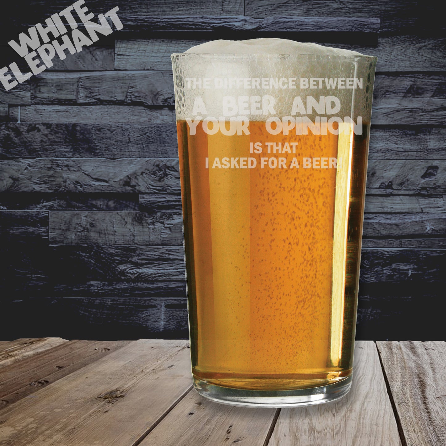 Beer Opinion Laser Etched Whiskey / High-Ball / Pint / Tankard Glass