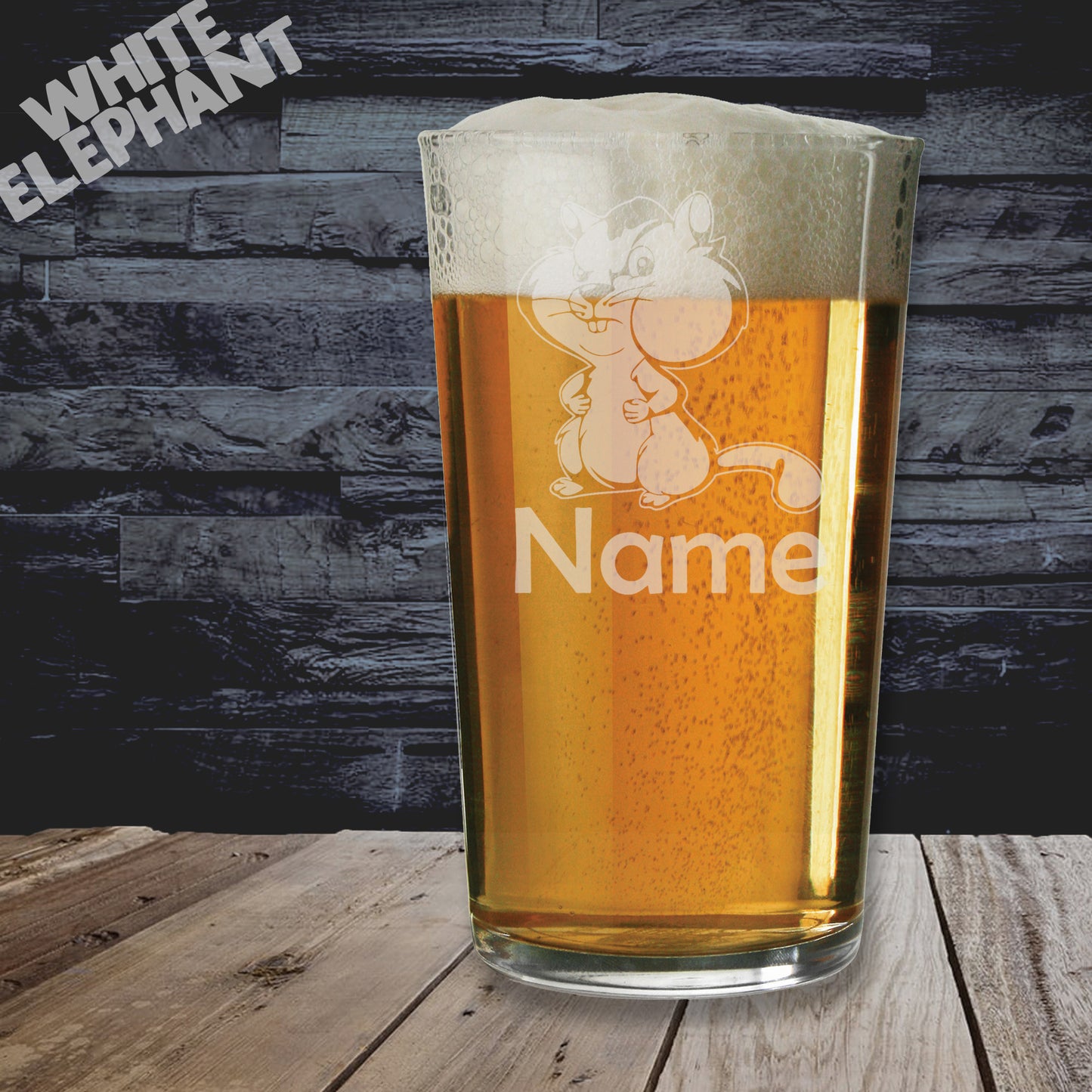 Personalised Chipmunk Laser Etched Whiskey / High-Ball / Pint / Tankard Glass