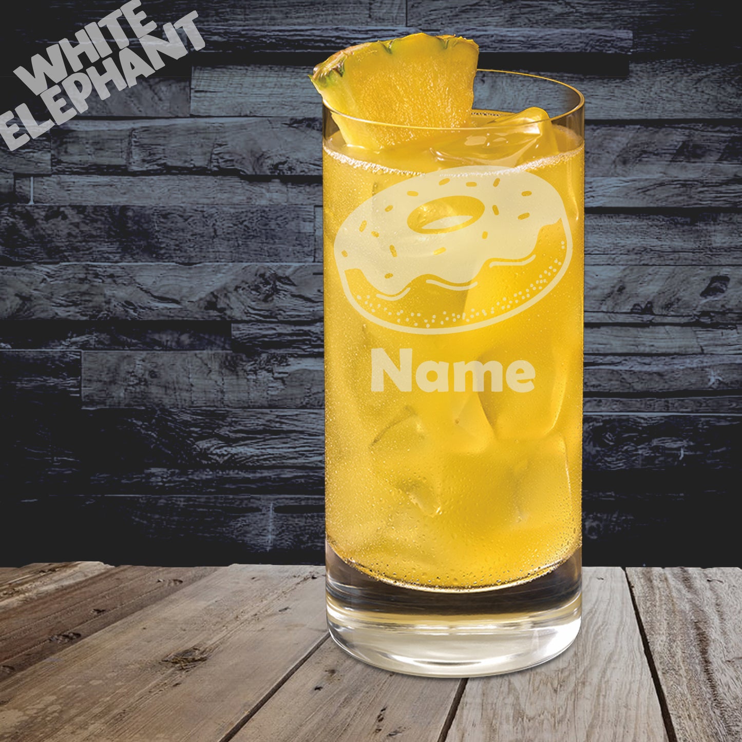 Personalised Doughnut Laser Etched Whiskey / High-Ball / Pint / Tankard Glass