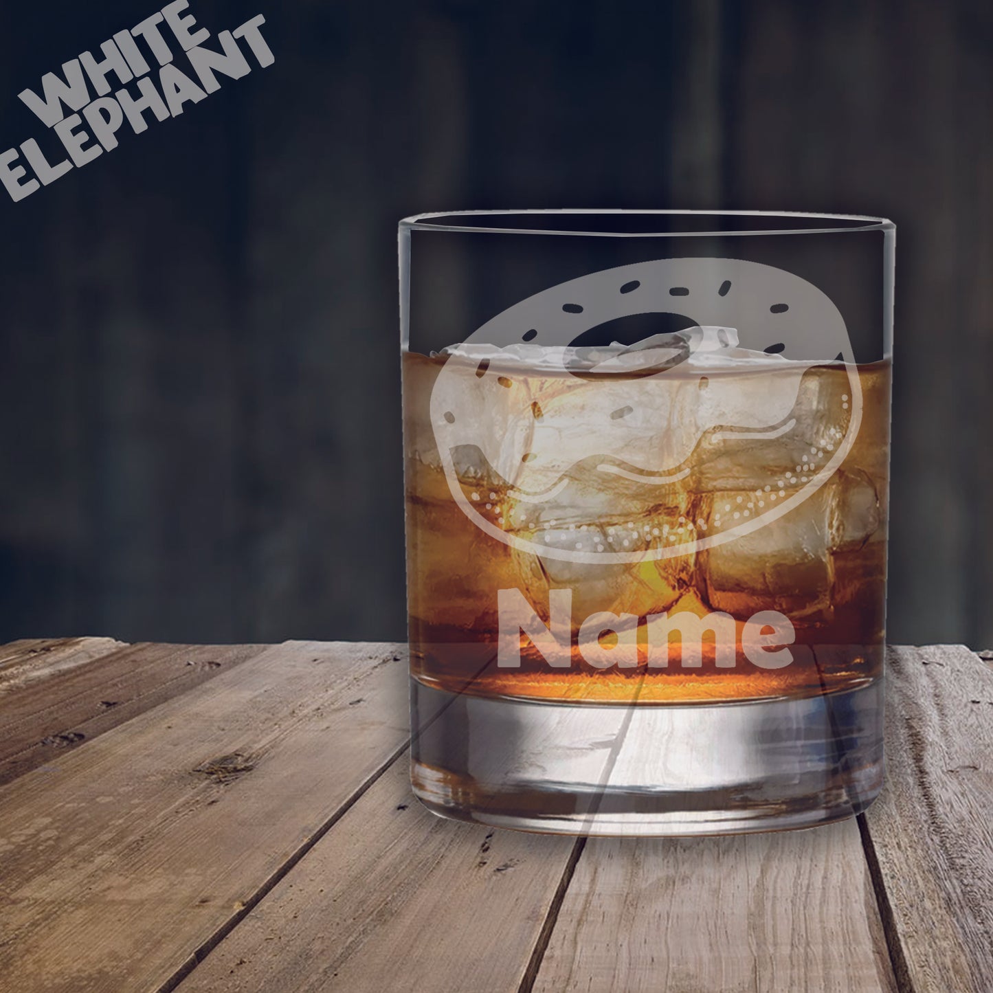 Personalised Doughnut Laser Etched Whiskey / High-Ball / Pint / Tankard Glass