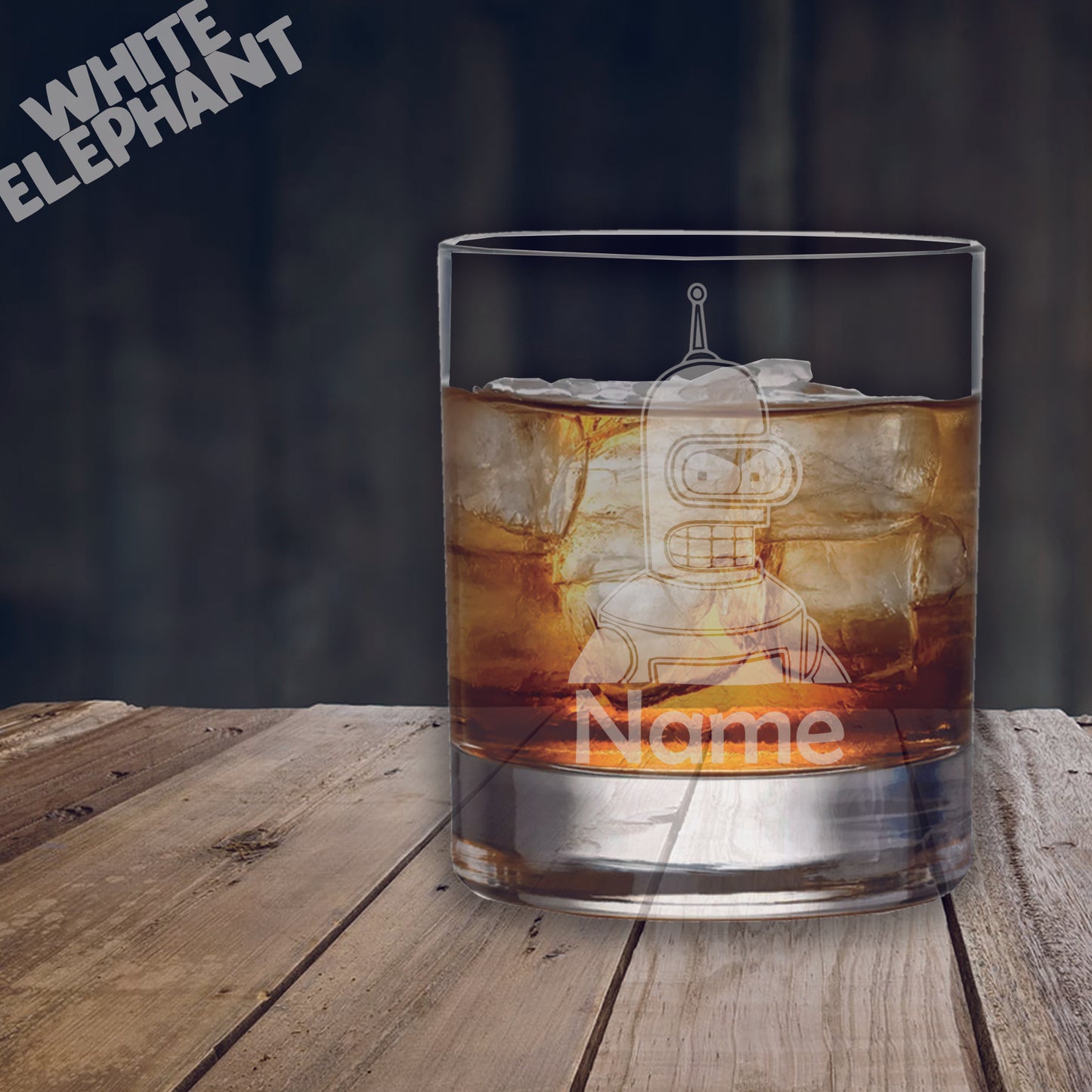 Personalised Futurama Bender Inspired Laser Etched Whiskey / High-Ball / Pint / Tankard Glass