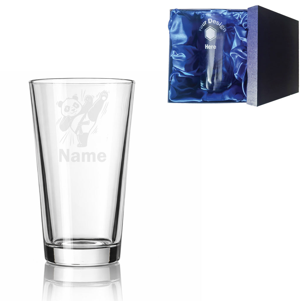 Personalised Panda Karate Glass - Laser Etched Whiskey, Highball, Pint or Tankard