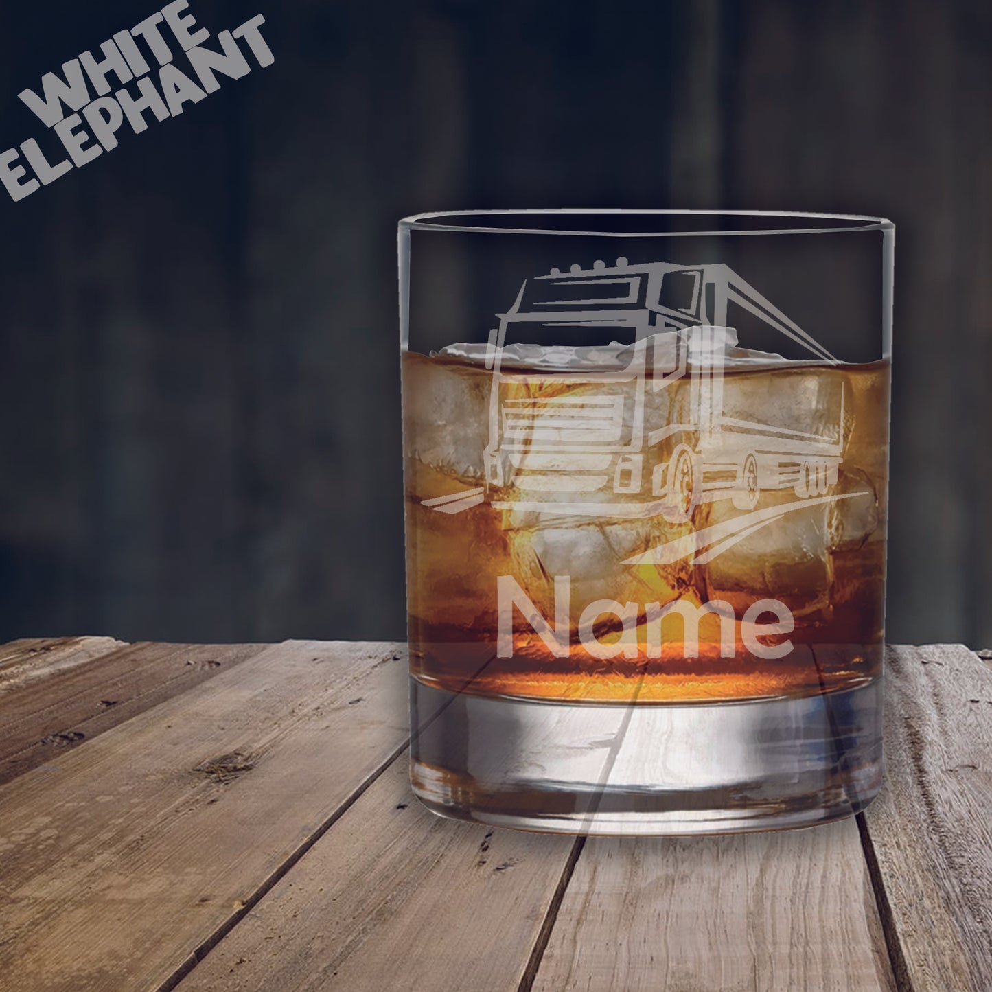 Personalised Lorry Laser Etched Whiskey / High-Ball / Pint / Tankard Glass