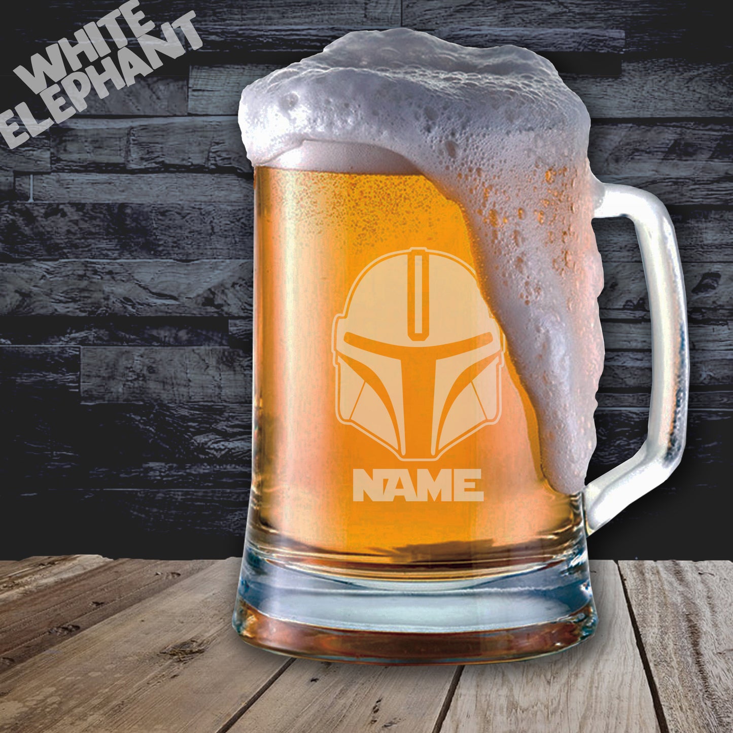 Personalised Star Wars Mandalorian Inspired Laser Etched Whiskey / High-Ball / Pint / Tankard Glass