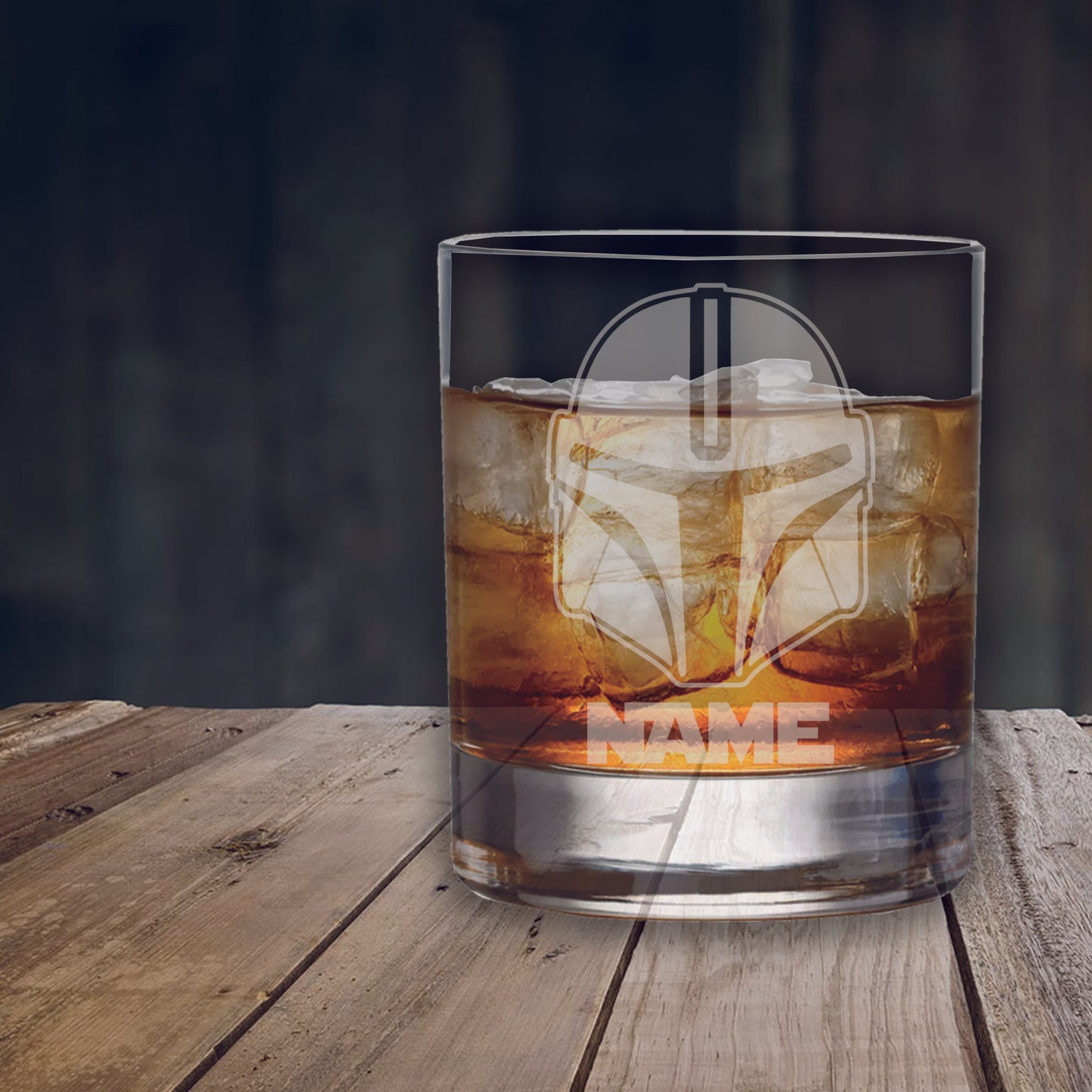 Personalised Star Wars Mandalorian Inspired Laser Etched Whiskey / High-Ball / Pint / Tankard Glass