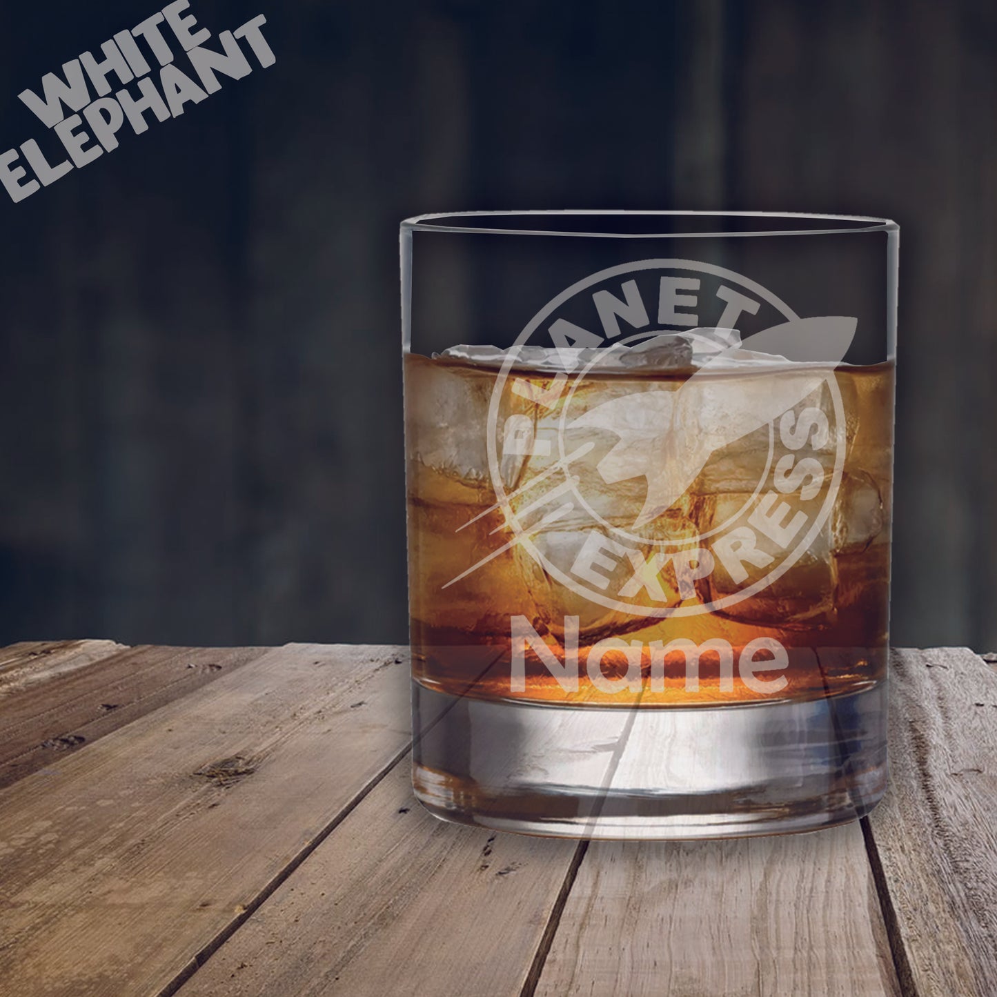 Personalised Futurama Planet Express Ship Inspired Laser Etched Whiskey / High-Ball / Pint / Tankard Glass