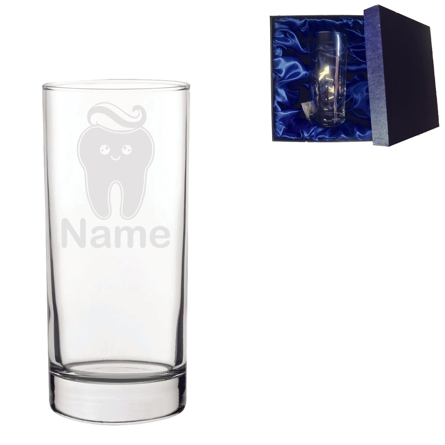 Personalised Dentist Tooth Laser Etched Whiskey / High-Ball / Pint / Tankard Glass
