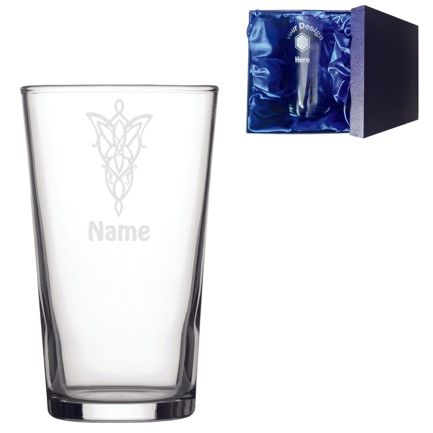 Lord of the Rings Evenstar Laser Etched Whiskey / High-Ball / Pint / Tankard Glass