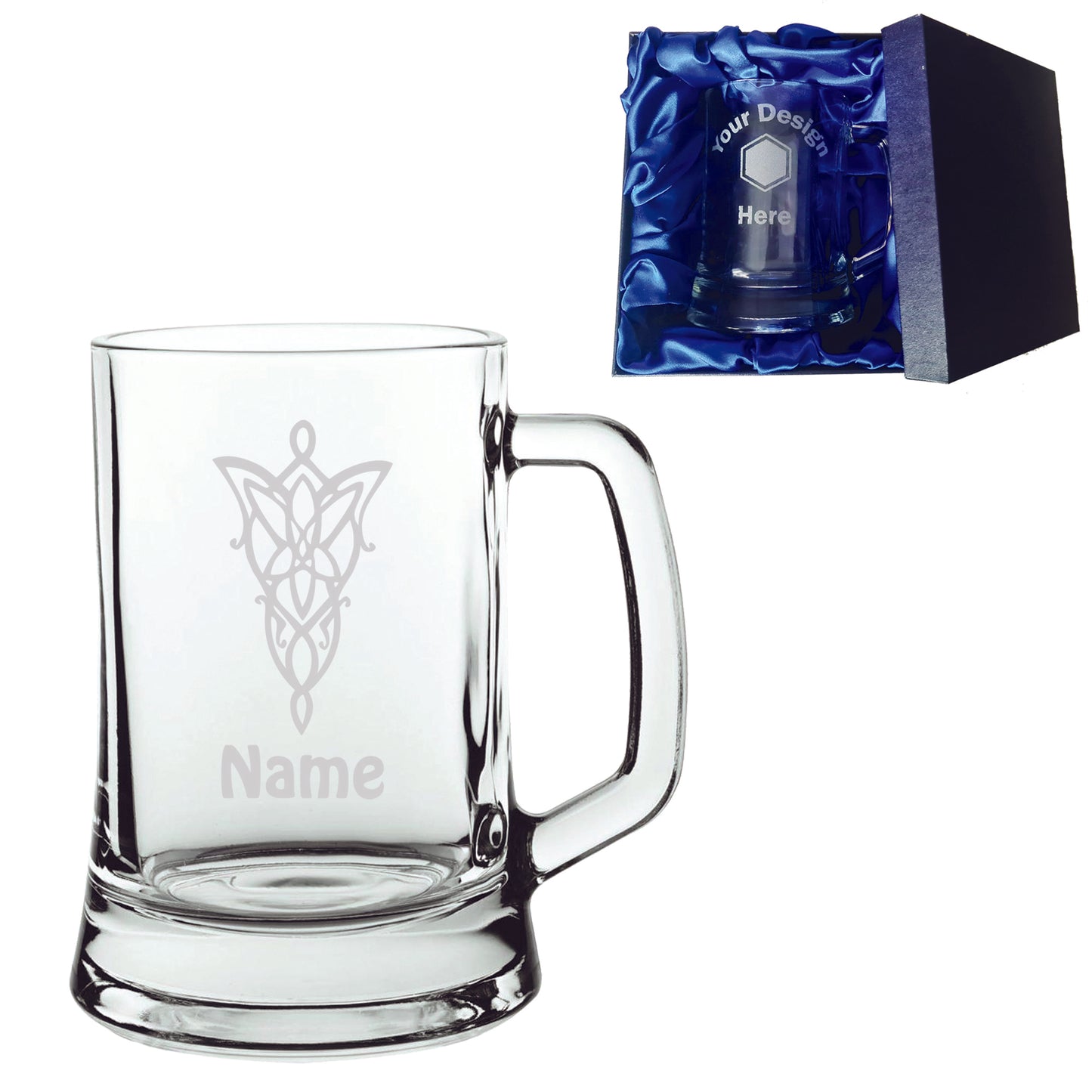 Lord of the Rings Evenstar Laser Etched Whiskey / High-Ball / Pint / Tankard Glass