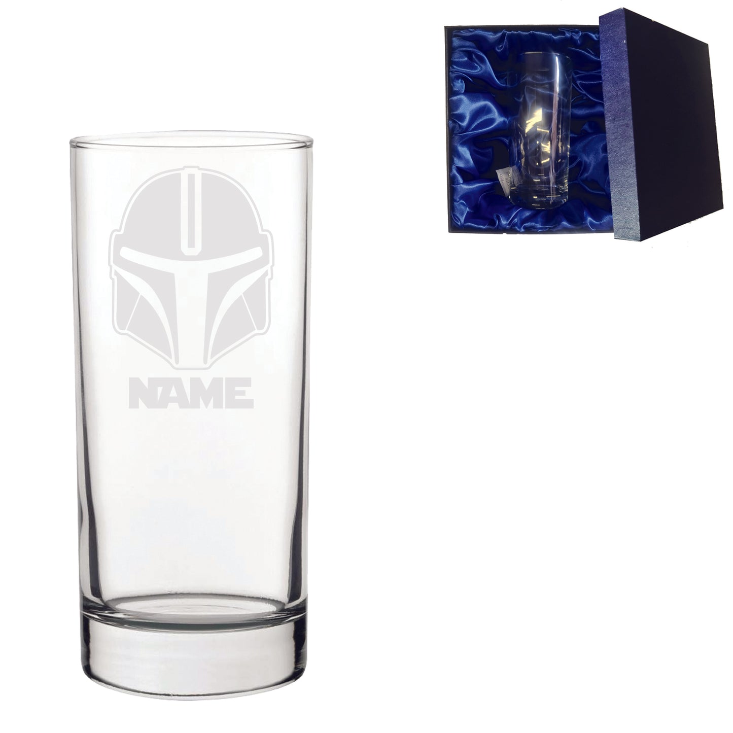 Personalised Star Wars Mandalorian Inspired Laser Etched Whiskey / High-Ball / Pint / Tankard Glass