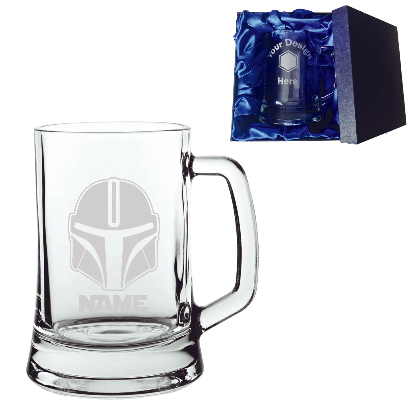 Personalised Star Wars Mandalorian Inspired Laser Etched Whiskey / High-Ball / Pint / Tankard Glass
