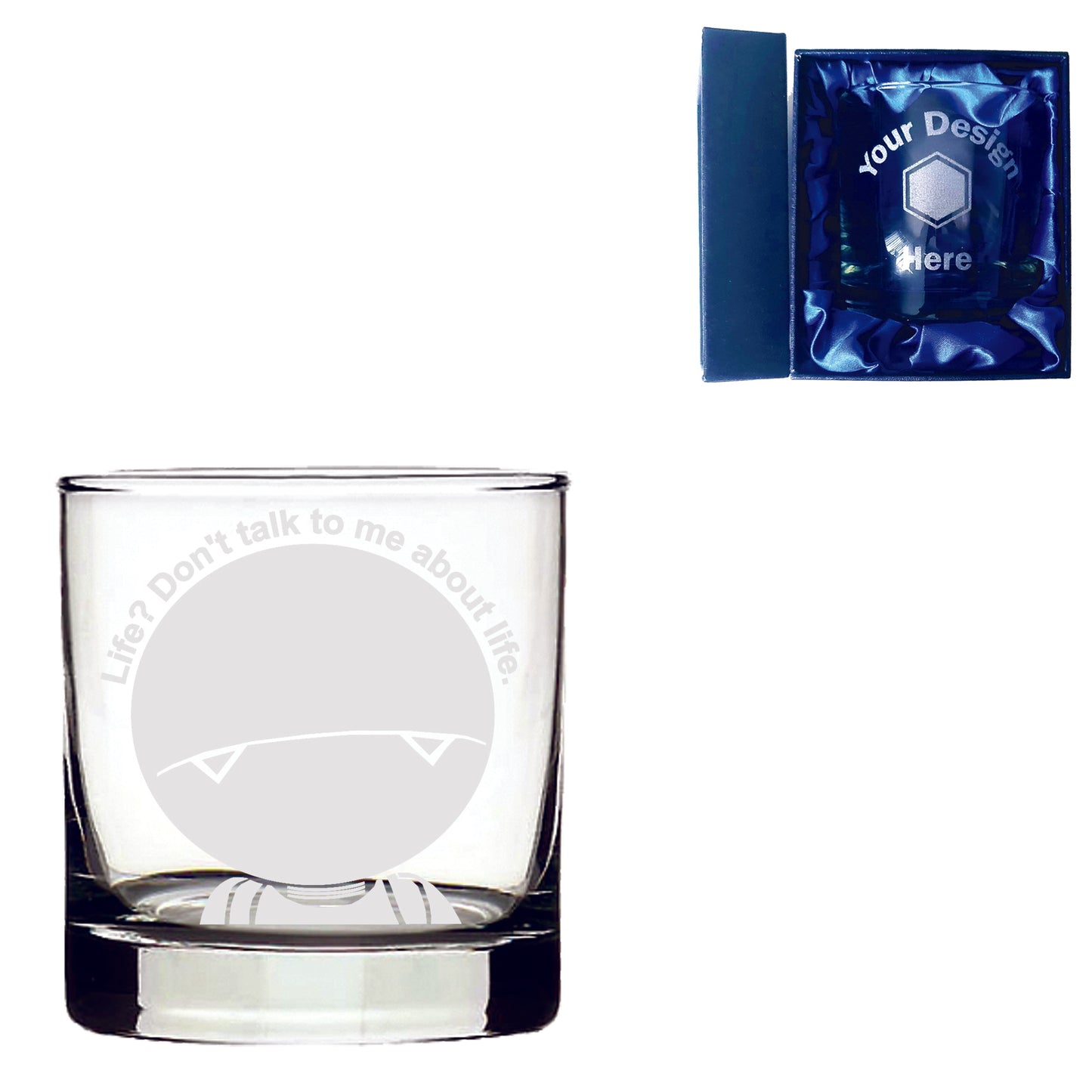 Hitchhiker's Guide to the Galaxy Marvin Inspired Laser Etched Whiskey / High-Ball / Pint / Tankard Glass