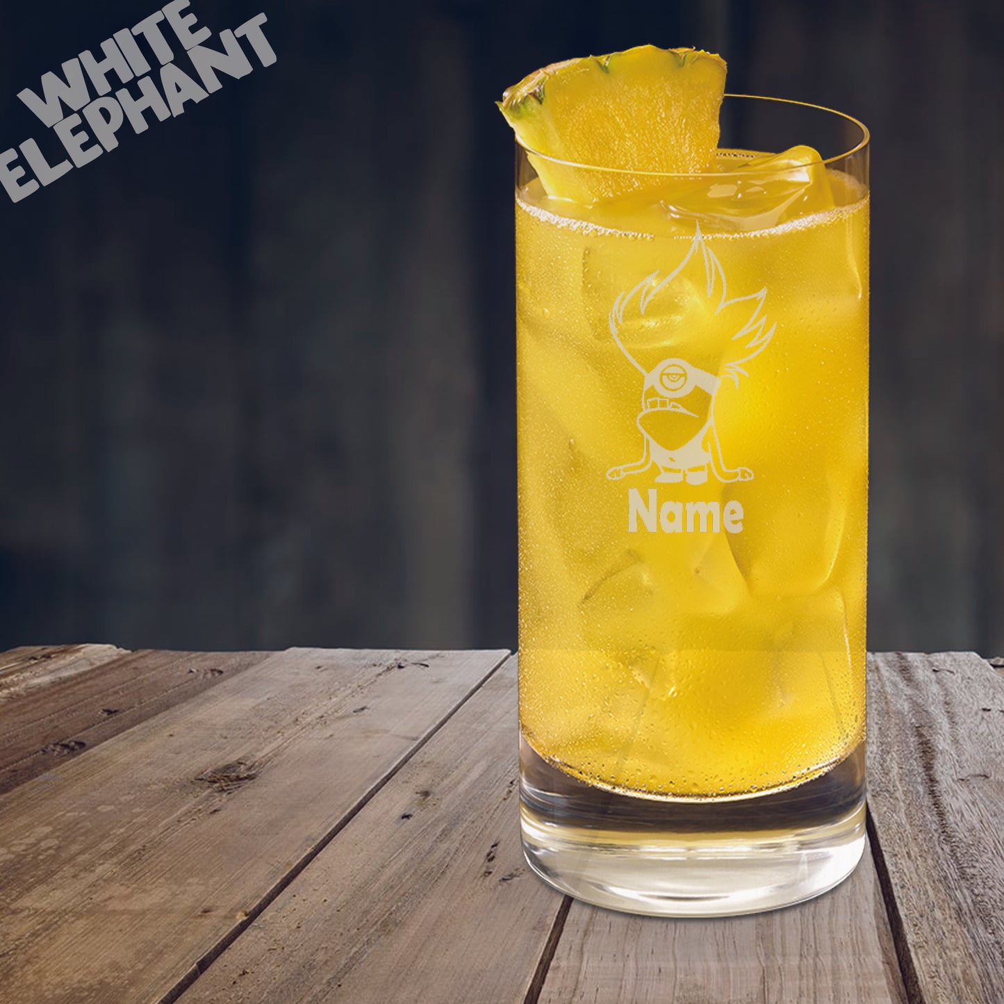 Personalised Evil Minion Inspired Laser Etched Whiskey / High-Ball / Pint / Tankard Glass