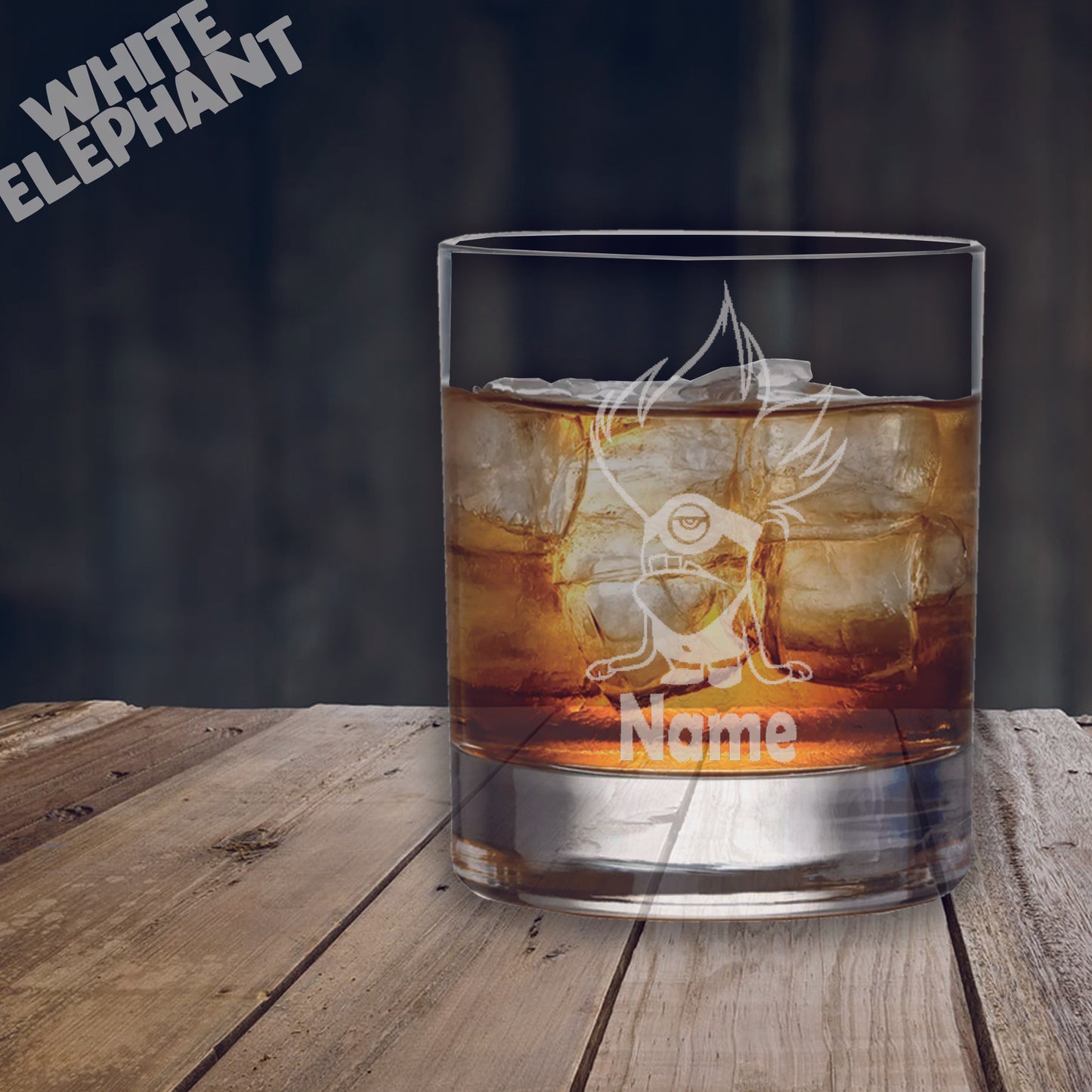 Personalised Evil Minion Inspired Laser Etched Whiskey / High-Ball / Pint / Tankard Glass