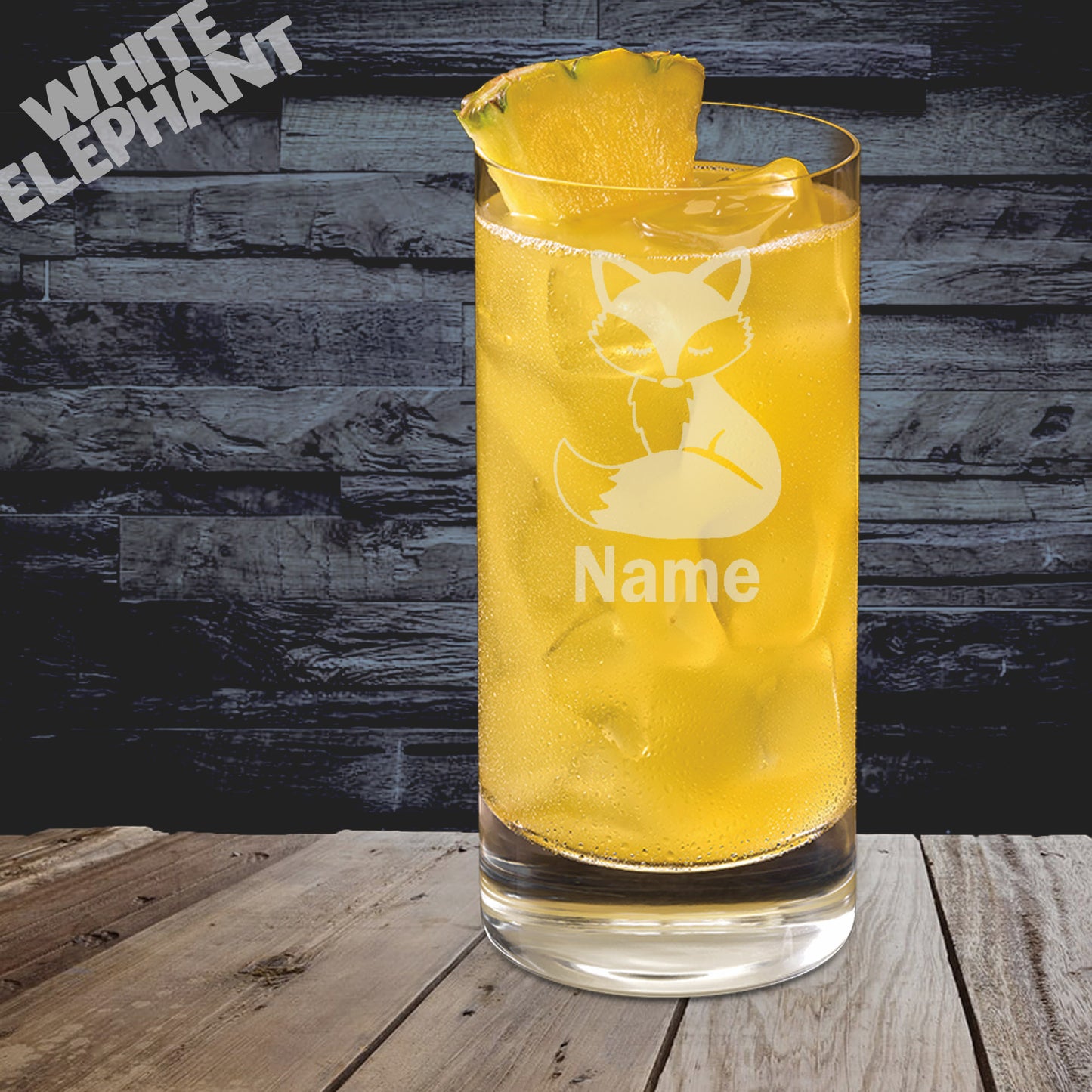 Personalised Fox Laser Etched Whiskey / High-Ball / Pint / Tankard Glass