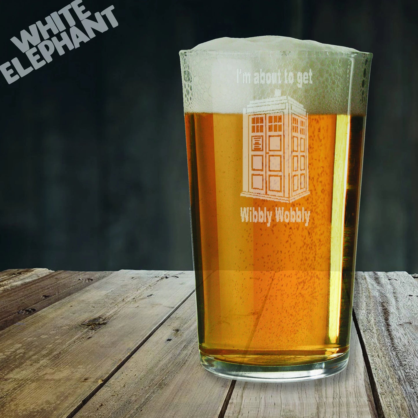 Dr Who Tardis Inspired Glass – Laser Etched Whiskey, Highball, Pint or Tankard