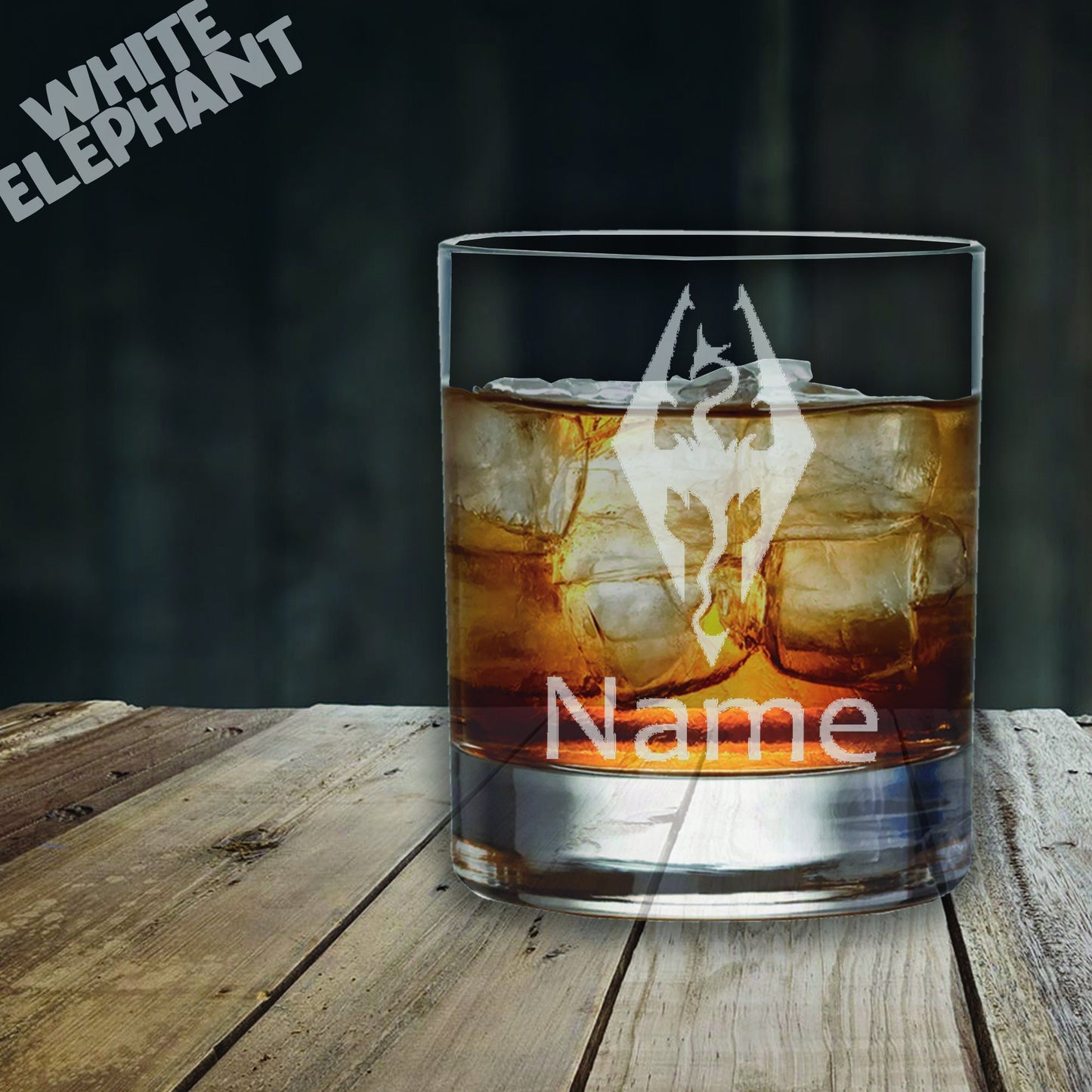Personalised Skyrim Inspired Laser Etched Whiskey / High-Ball / Pint / Tankard Glass
