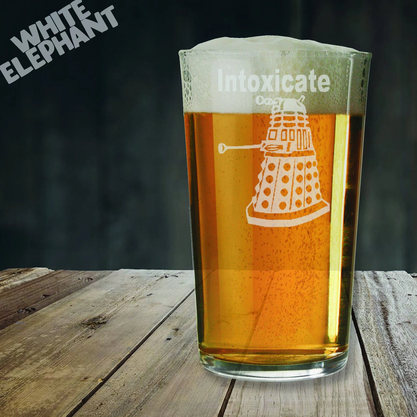 Dr Who Dalek Inspired Glass – Laser Etched Whiskey, Highball, Pint or Tankard