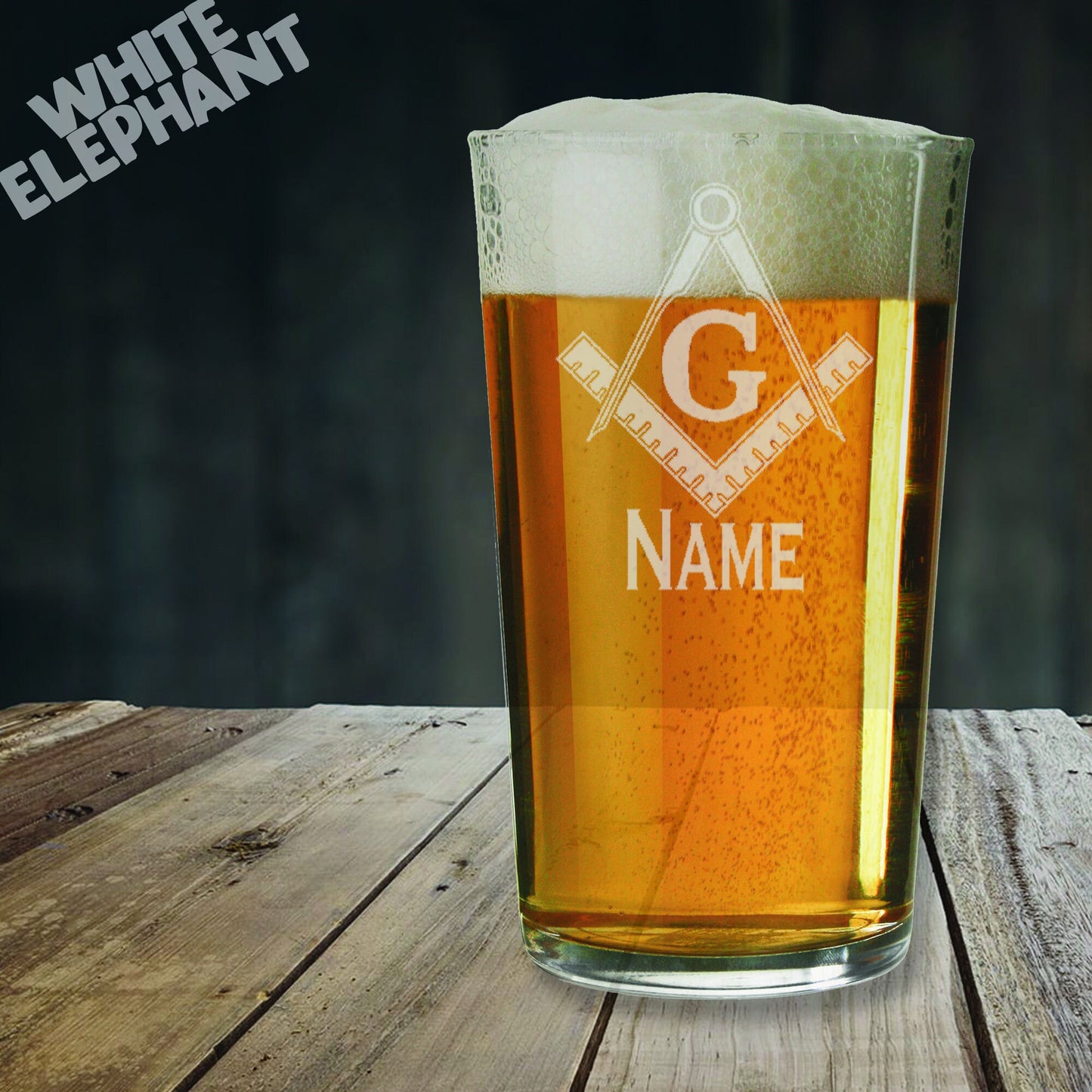 Personalised Masonic Inspired Laser Etched Whiskey / High-Ball / Pint / Tankard Glass