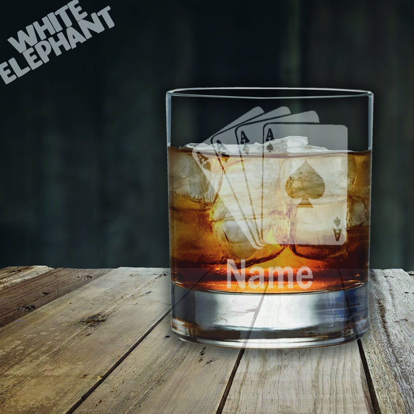 Personalised Playing Cards Laser Etched Whiskey / High-Ball / Pint / Tankard Glass