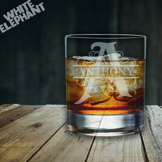 Personalised Monogram Glass - Laser Etched Whiskey, Highball, Pint or Tankard