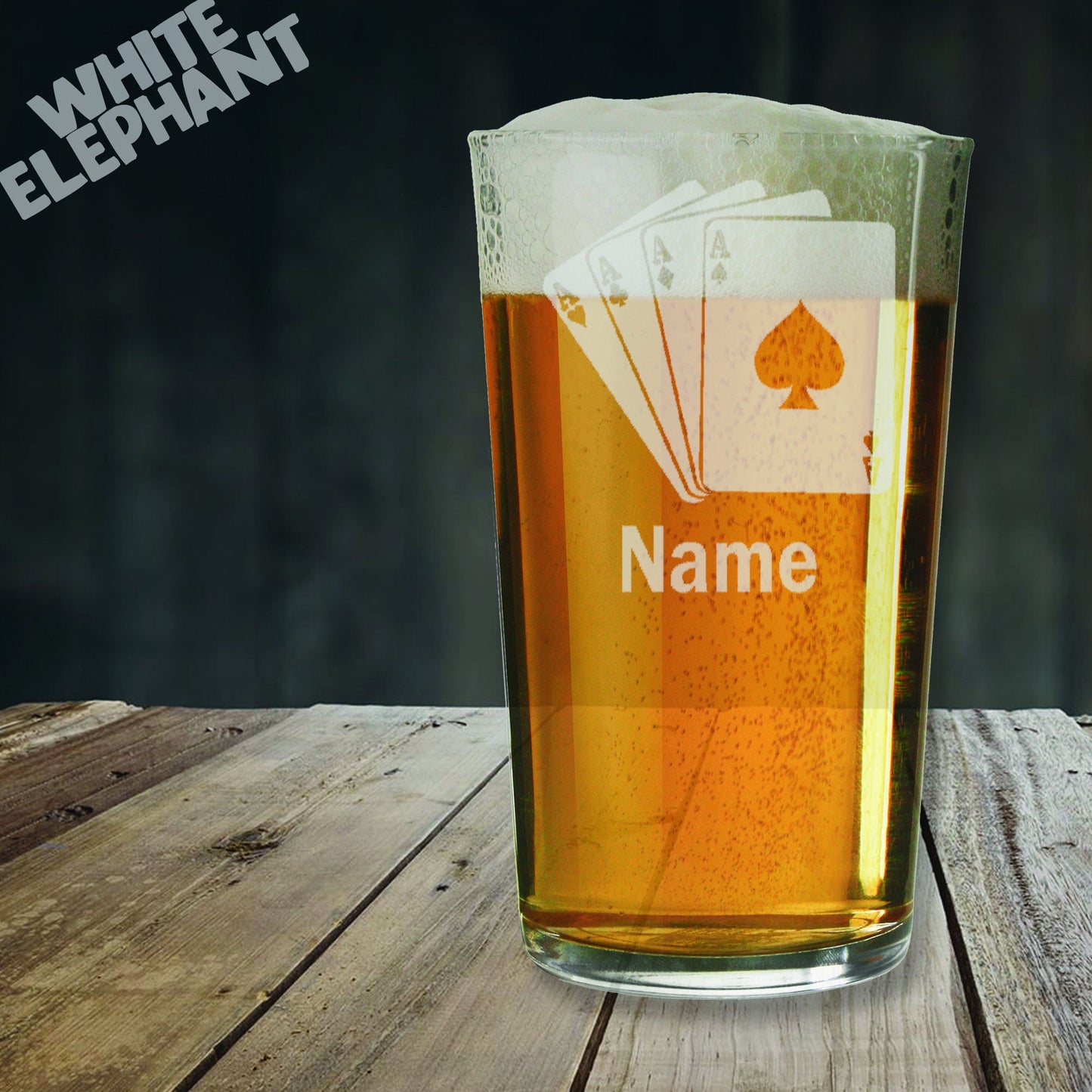 Personalised Playing Cards Laser Etched Whiskey / High-Ball / Pint / Tankard Glass