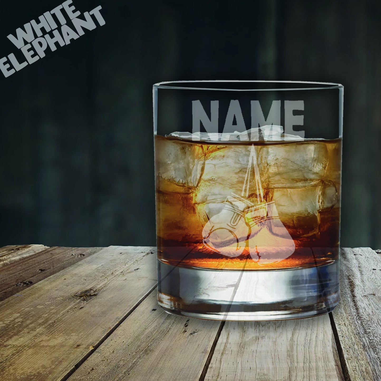 Personalised Boxing Glove Laser Etched Whiskey / High-Ball / Pint / Tankard Glass