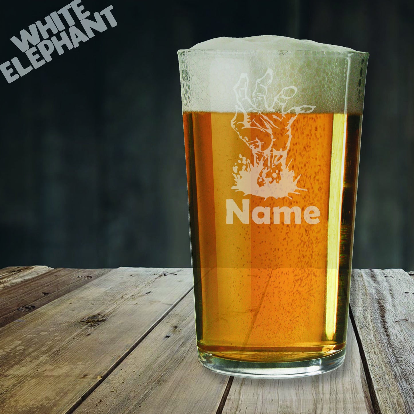Personalised Zombie Hand Laser Etched Whiskey / High-Ball / Pint / Tankard Glass
