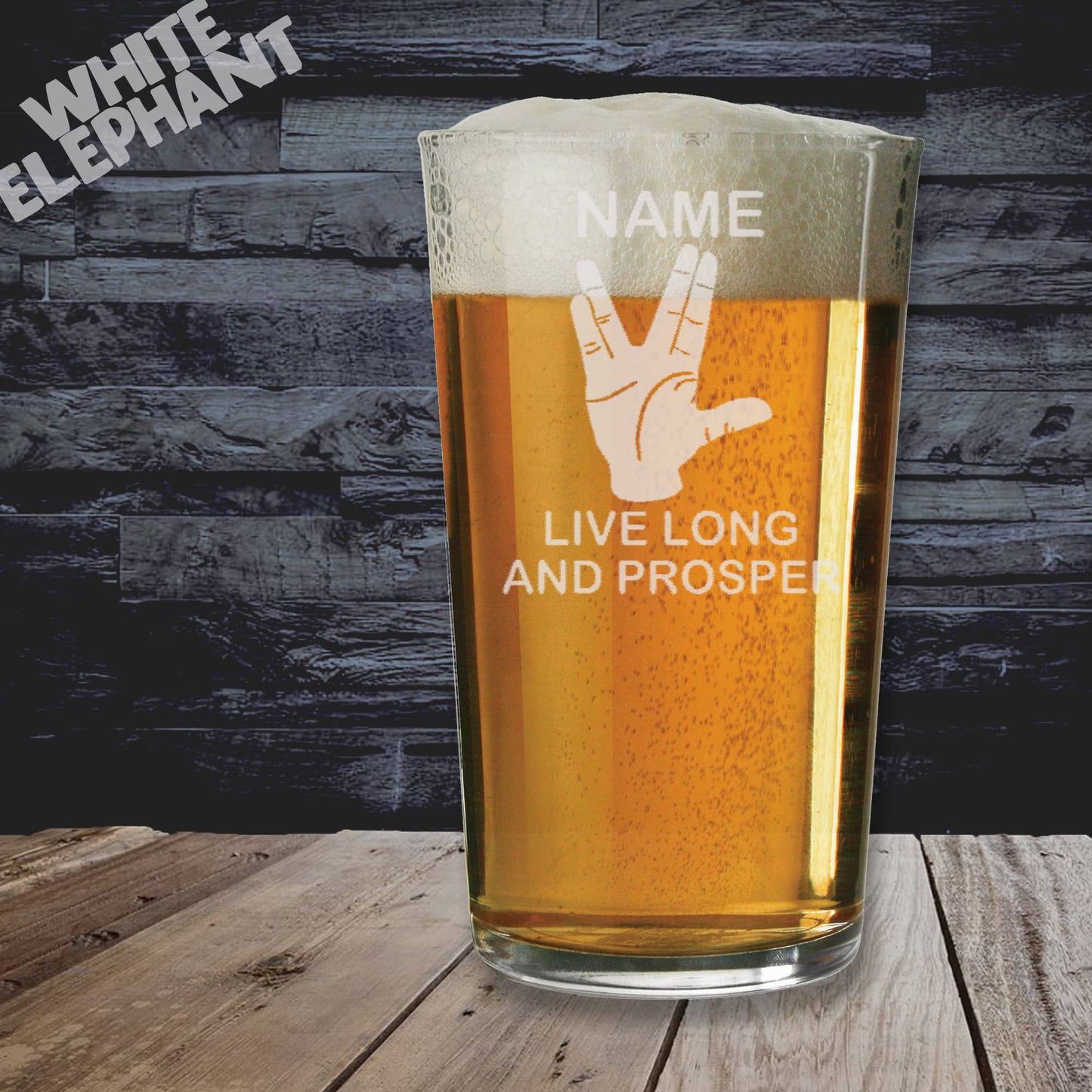 Personalised Live Long and Prosper Inspired Glass – Laser Etched Whiskey, Highball, Pint or Tankard