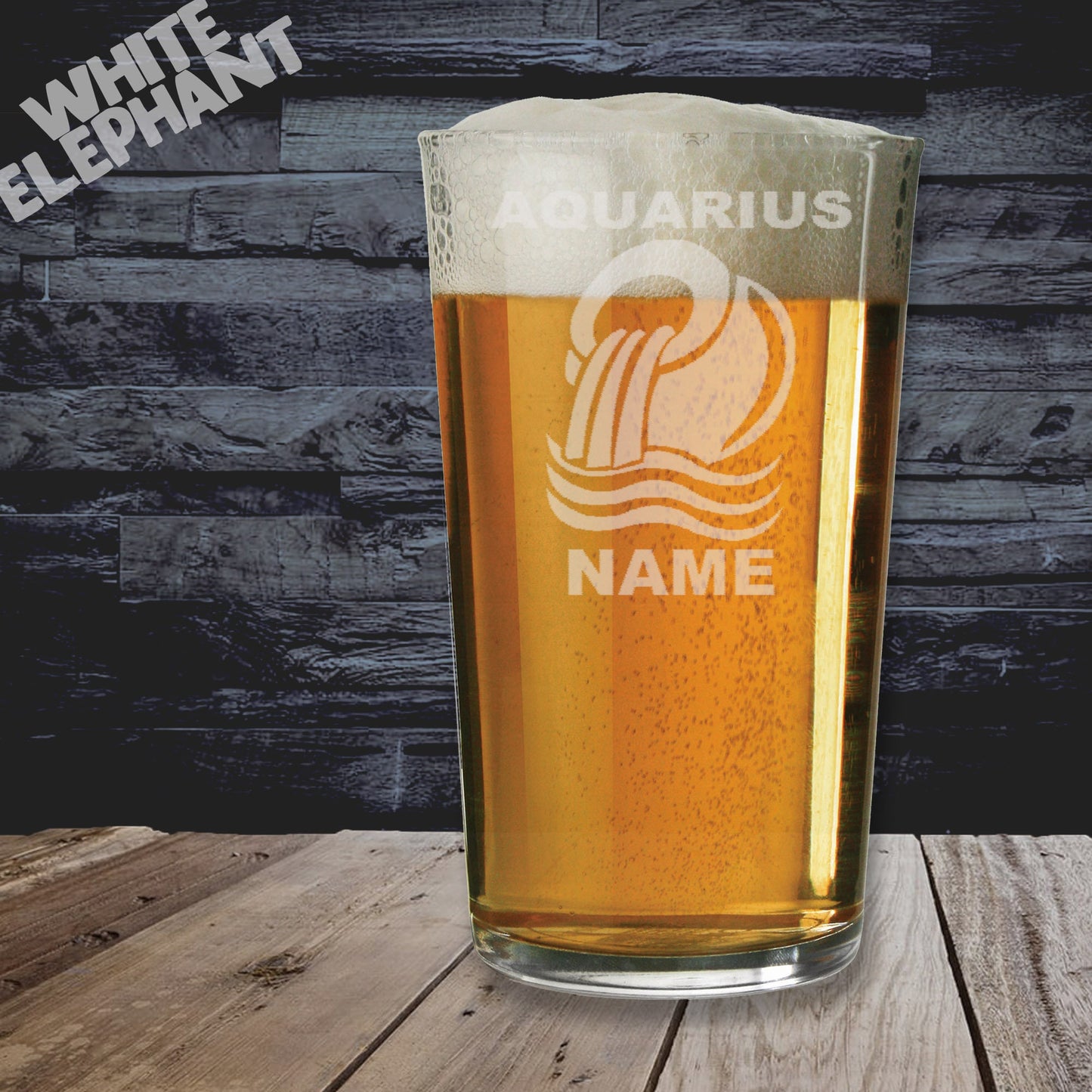 Personalised Zodiac Aquarius Laser Etched Whiskey / High-Ball / Pint / Tankard Glass