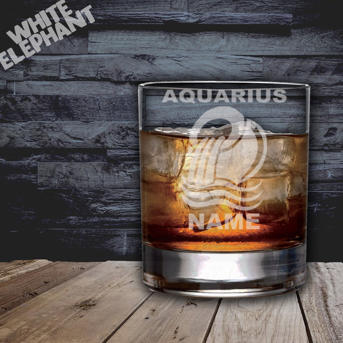 Personalised Zodiac Aquarius Laser Etched Whiskey / High-Ball / Pint / Tankard Glass