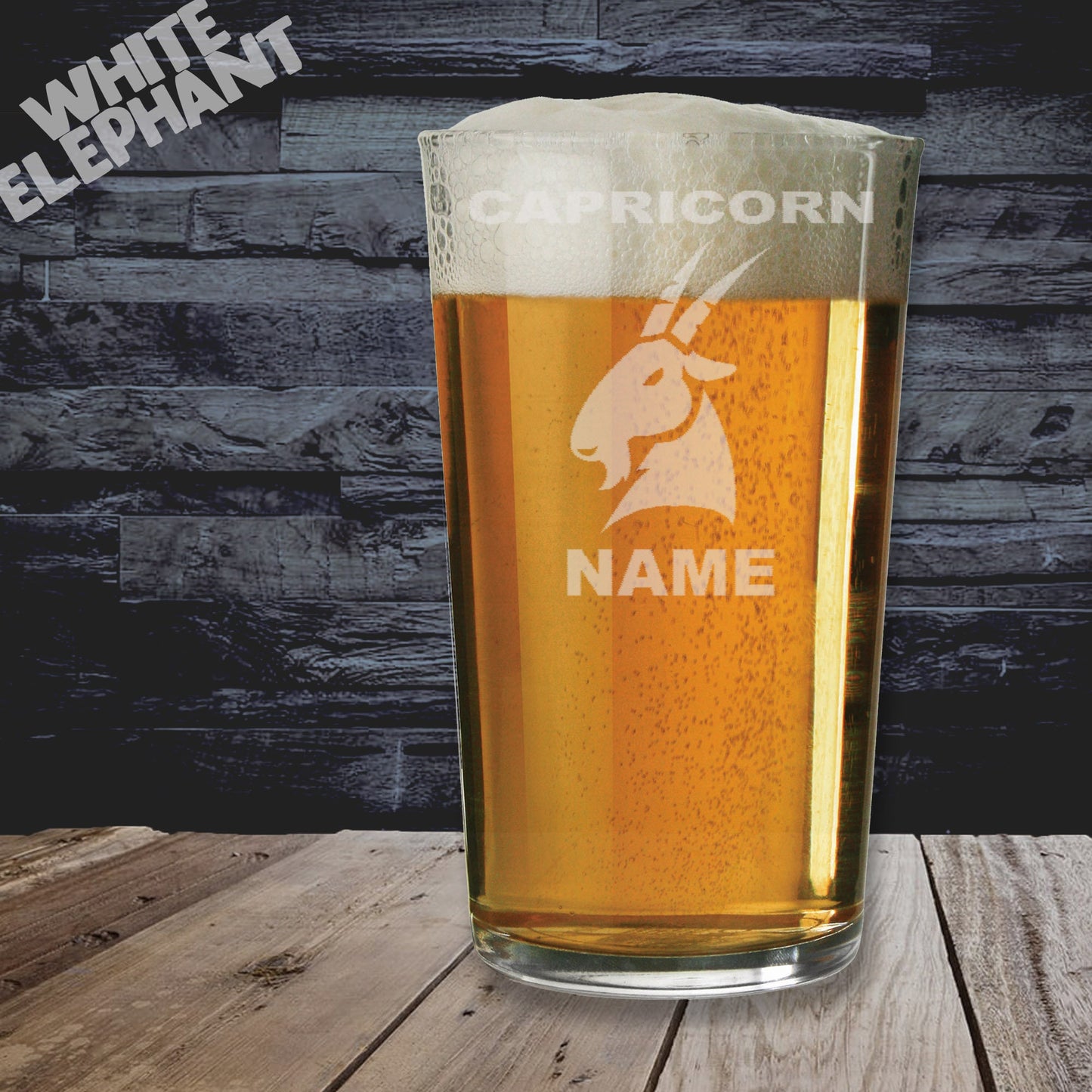 Personalised Zodiac Capricorn Laser Etched Whiskey / High-Ball / Pint / Tankard Glass