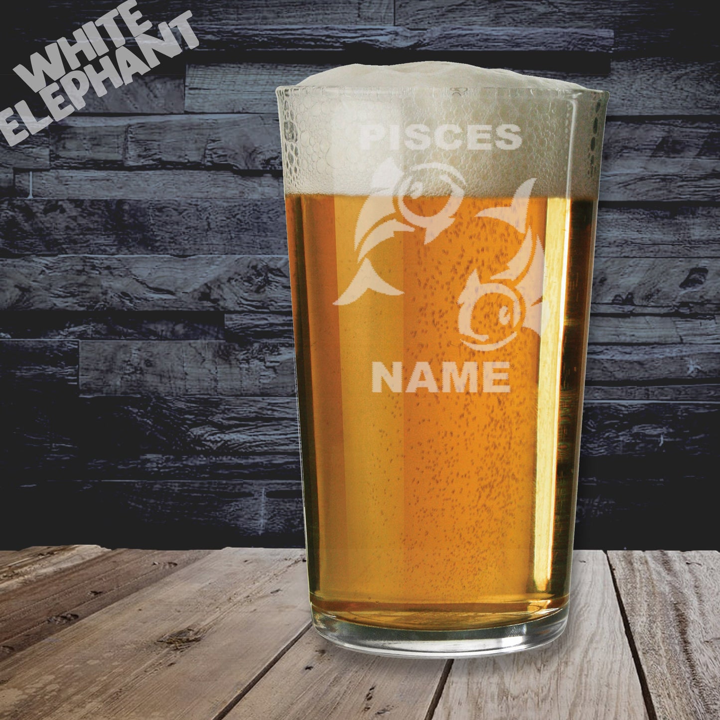 Personalised Zodiac Pisces Laser Etched Whiskey / High-Ball / Pint / Tankard Glass