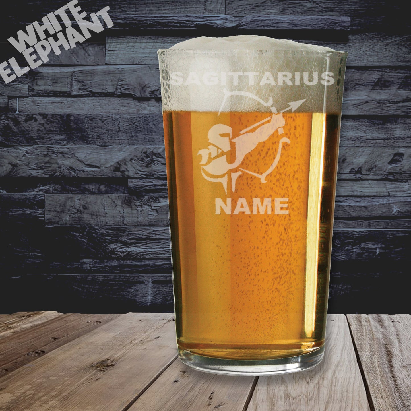 Personalised Zodiac Sagittarius Laser Etched Whiskey / High-Ball / Pint / Tankard Glass