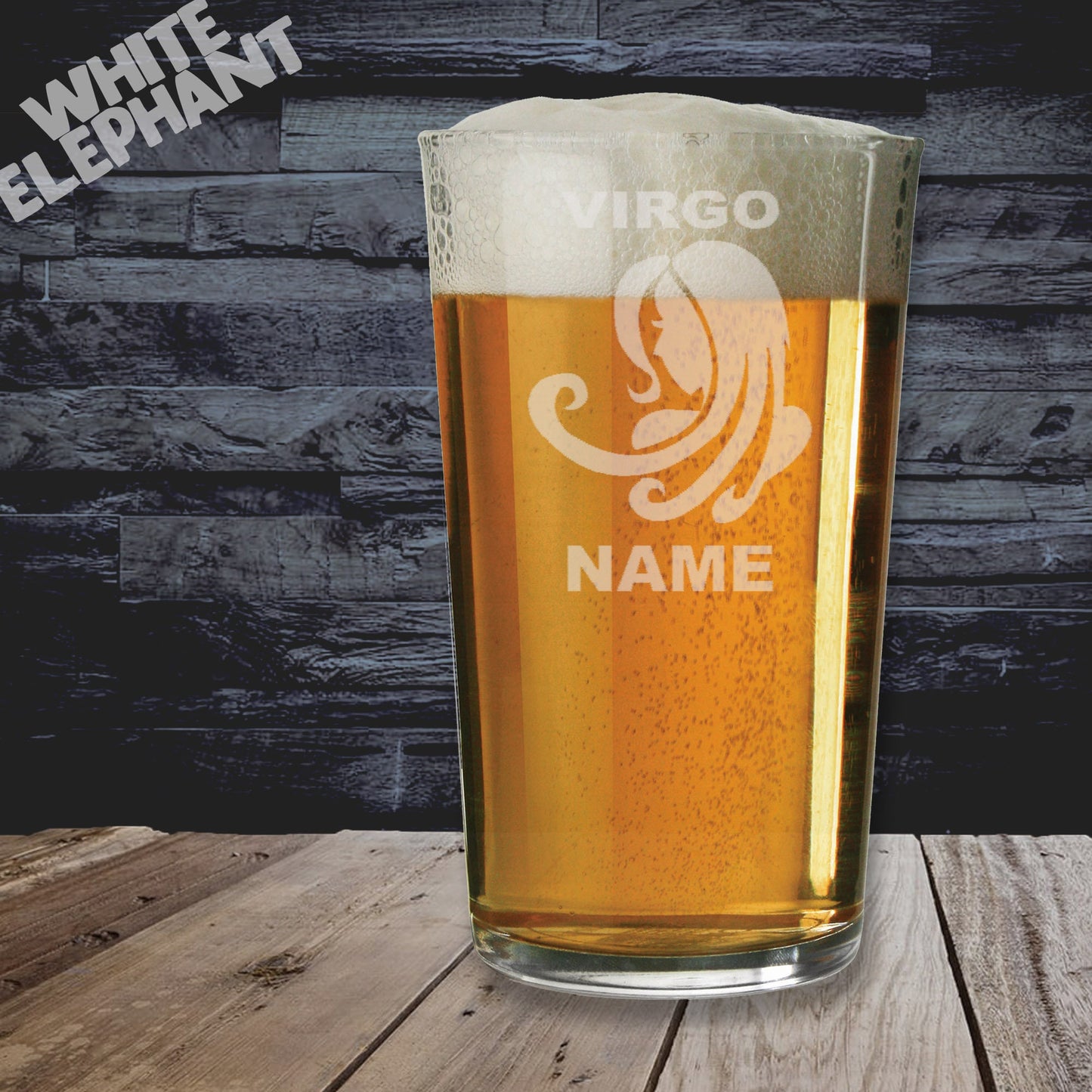 Personalised Zodiac Virgo Laser Etched Whiskey / High-Ball / Pint / Tankard Glass