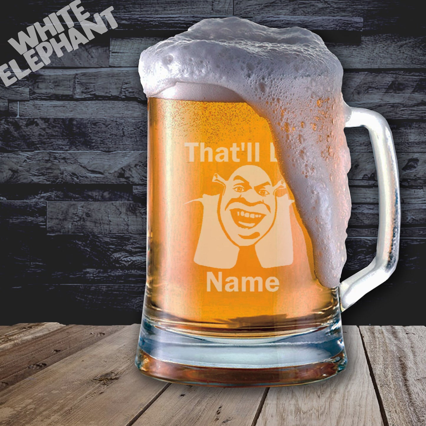 Personalised Shrek Inspired Laser Etched Whiskey / High-Ball / Pint / Tankard Glass