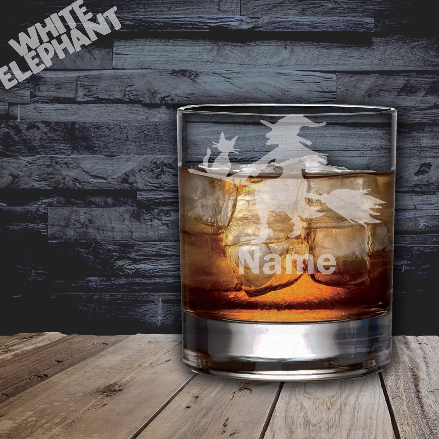 Personalised Witch Laser Etched Whiskey / High-Ball / Pint / Tankard Glass