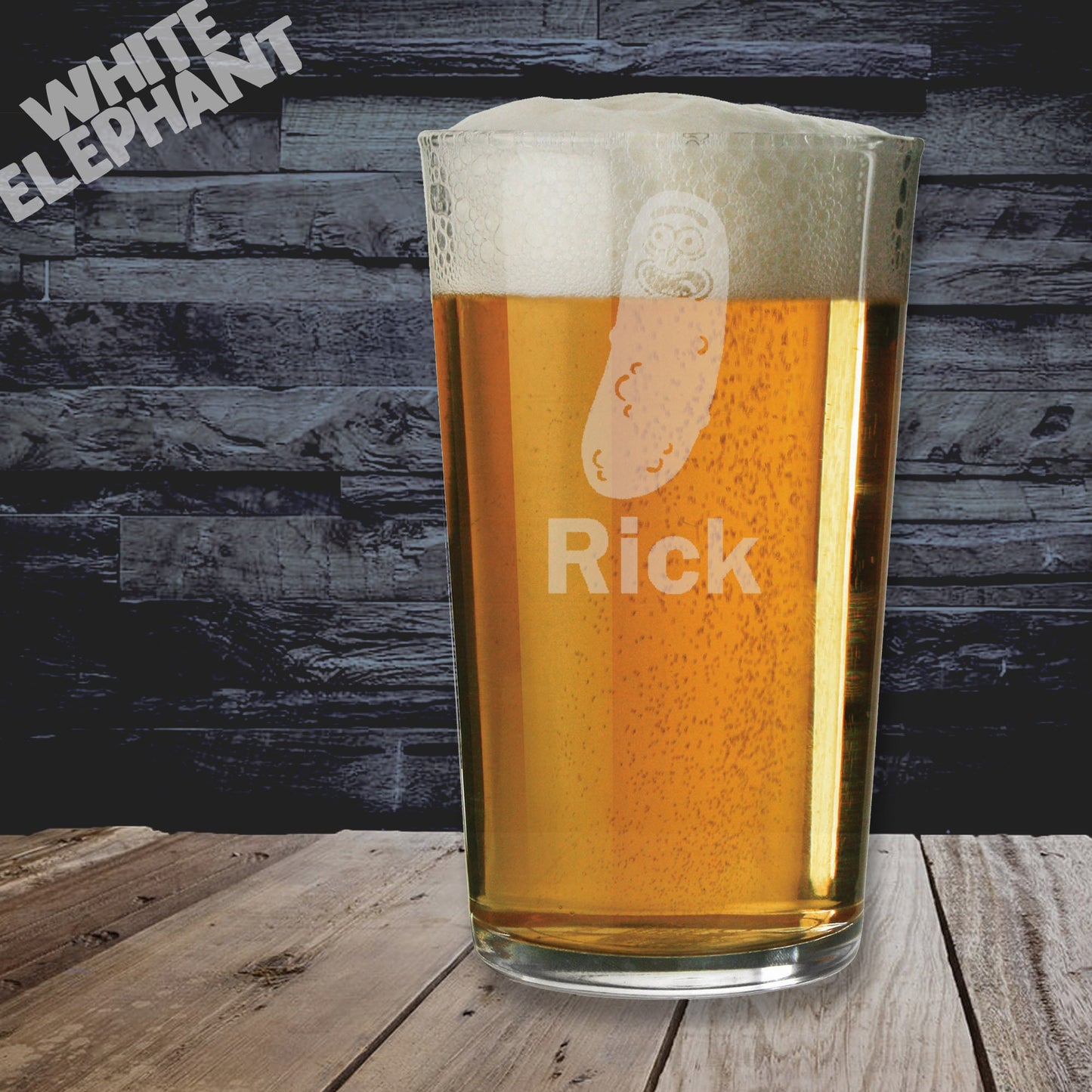 Personalised Pickle Rick Inspired Laser Etched Whiskey / High-Ball / Pint / Tankard Glass