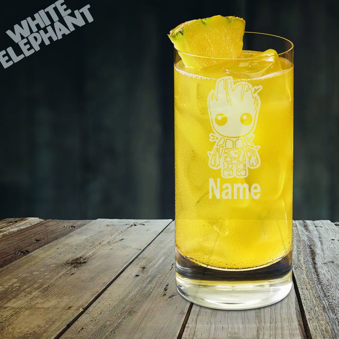 Personalised Groot Inspired Laser Etched Whiskey / High-Ball / Pint / Tankard Glass